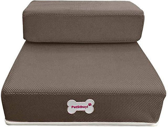 Rutschfeste Hundetreppe von Yiran Furniture mit 2 bis 3 Stufen aus Wildleder-Stoff in Braun, Breite: 30 cm, Tiefe: 30 cm - Bild 1
