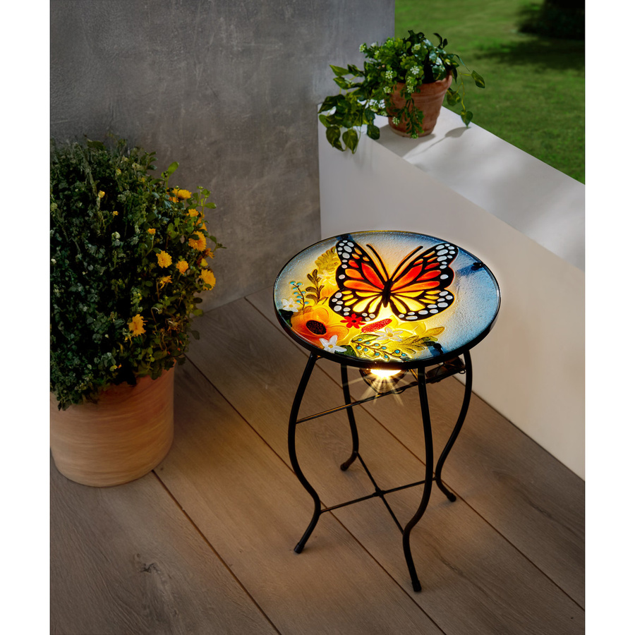 Solar-LED-Beistelltisch Schmetterling von viva domo in Multicolour mit floralem Design aus Metall - Bild 2