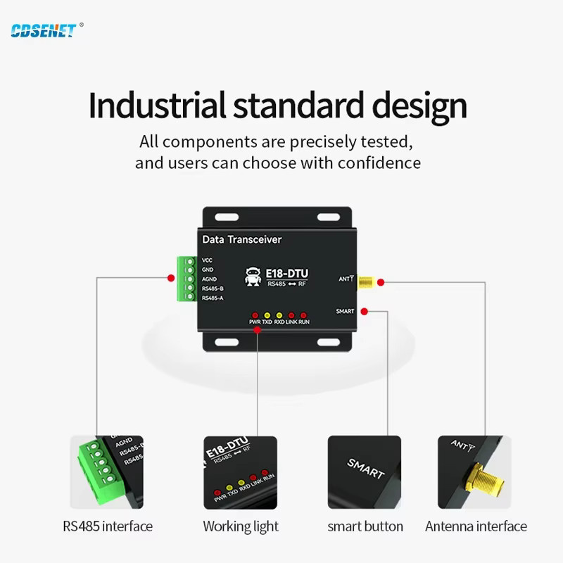 CDSENET CC2530 Zigbee 3.0 Drahtlose Datenübertragungsstation RS485 E18-DTU Z20-485 Schwarz - Bild 3