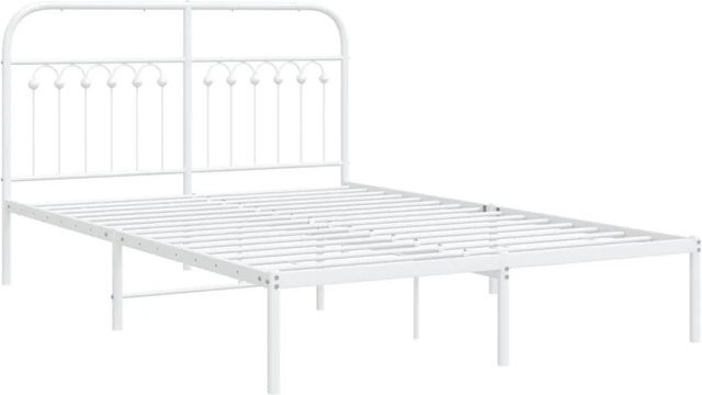 vidaXL Bettgestell aus Metall mit Kopfteil in Weiß, B/T: 140 x 200 cm - Bild 1