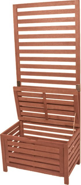 Garden Pleasure Sichtschutz-Bank CONCORD aus geöltem Eukalyptusholz mit integrierter Truhe, braun, B/H/T: 76 x 180 x 45 cm - Bild 1