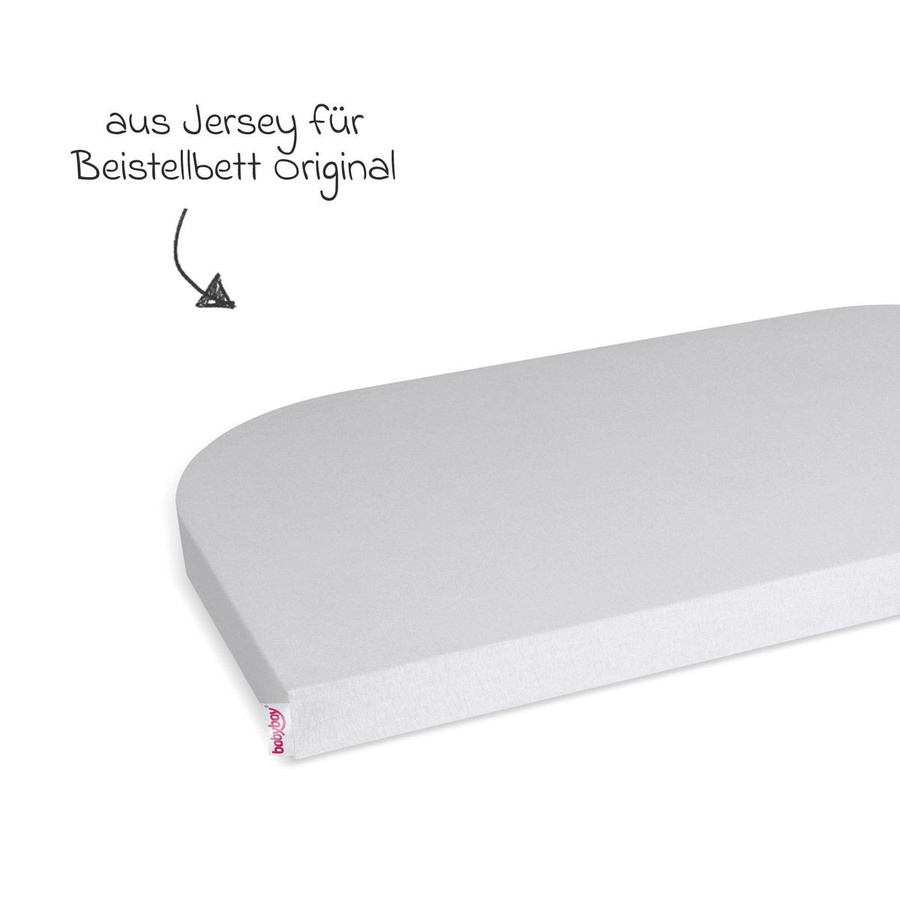 Babybay Spannbetttuch Deluxe aus Jersey für Beistellbett Original, Farbe: Zartgrau, B: 89 cm, T: 50 cm - Bild 1