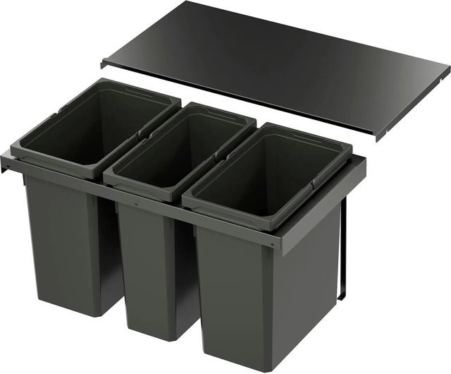 Vauth-Sagel Abfalltrennsystem Envi Flex Pro mit Deckel, Farbe: Lava, Korpusbreite: 80 cm, Tiefe: 40 cm, Höhe: 45,2 cm - Bild 1