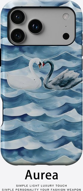 Swan Waves Robuste Doppel-Schicht Handyhülle mit Magnetfunktion für iPhone 17 16 15 14 13 Pro Max Plus in Blau - Bild 1