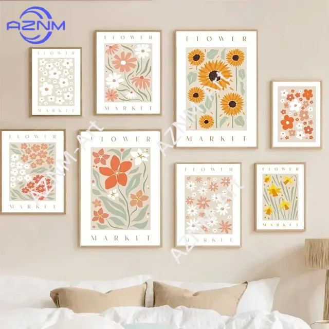 KAYOU Wandkunst Abstrakte Bunte Blumen Bohemian Leinwand Poster Druck für dein Wohnzimmer oder Schlafzimmer in Multicolour - Bild 1