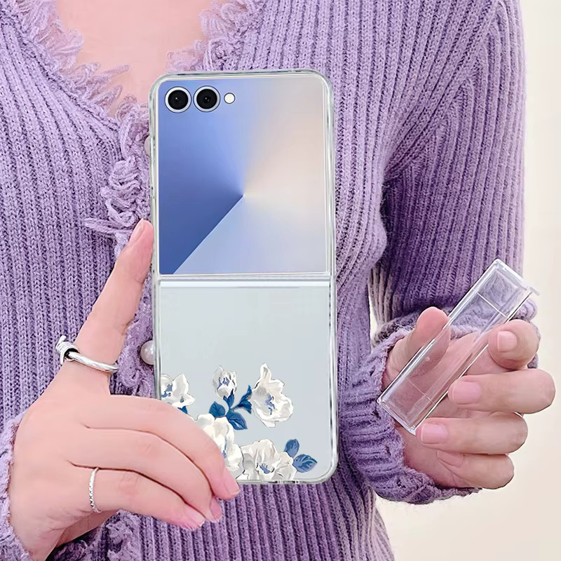 MOESOE Schutzhülle mit Blumenmuster für Samsung Galaxy Z Flip6 und Z Flip5 in Transparent - Bild 2