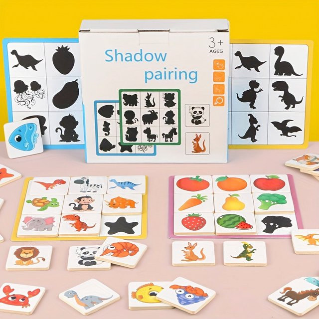 Lee's Sharing Holz Montessori Finden Form Spielzeug, Tiere, Obst, Puzzle, ab 3 Jahre - Bild 1