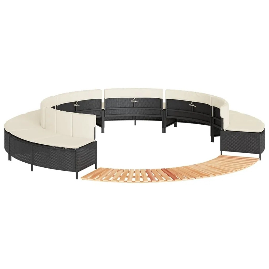 vidaXL Whirlpool-Umrandung aus Poly-Rattan und geöltem Akazienholz in Schwarz - Bild 2