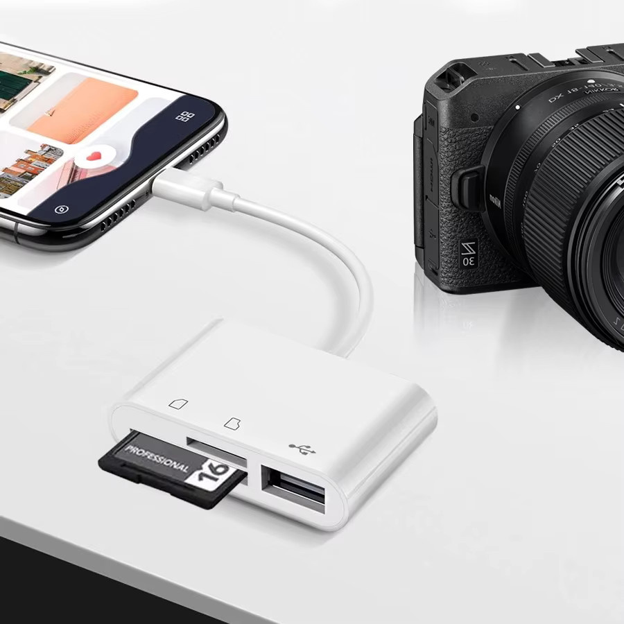 GGBEE 3-in-1 Multifunktions OTG Kartenleser Typ C auf TF SD und USB, Weiß, kompatibel mit Android und Huawei Tablets - Bild 2