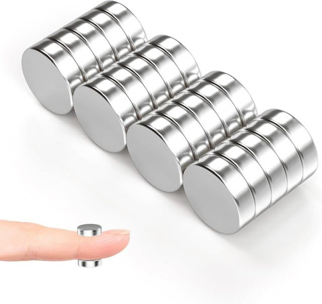 Runder Magnet in Silber, Durchmesser: 15 mm, Höhe: 4 mm, leistungsstarke Magnetscheibe aus Metall für Basteln und Heimwerken - Bild 1