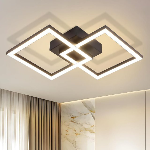 Nettlife LED Deckenlampe Modern Eckig in Schwarz mit 24W und Warmweiß 3000K, Durchmesser: 47 cm - Bild 1