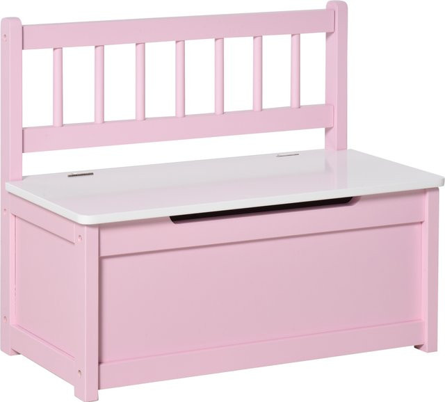 HOMCOM 2-in-1 Spielzeugtruhe für Kinder als Aufbewahrungsbank mit Rückenlehne und Sicherheitscharnier, Rosa, B/T/H: 60 x 30 x 50 cm - Bild 1