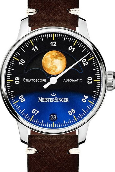Meistersinger Armbanduhr Automatik, Edelstahl, Gold, Leder, 43 mm, Herren - Bild 1
