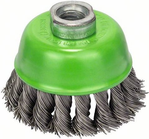 Bosch Topfbürste aus Edelstahl mit gezopftem Draht, Durchmesser: 75 mm, Drahtstärke: 0,5 mm, Anschluss: M 14 - Bild 1