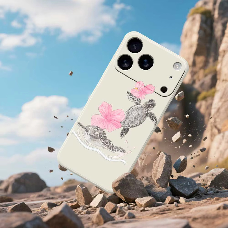 Schildkröte Blume Handyhülle aus Silikon Soft Cover für iPhone 11 bis iPhone 17 Pro Max und weitere Modelle - Bild 2