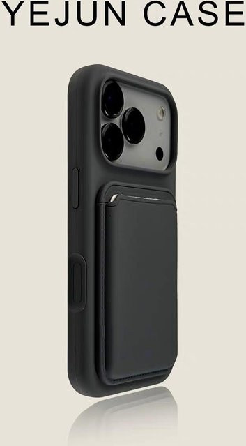 LWIKERS 2 in 1 MagSafe Handyhülle aus Flüssigsilikon mit Geldbörse und Kartenhalter für iPhone 17 Air 16 15 14 13 12 Pro Max, Farbe: Schwarz - Bild 1