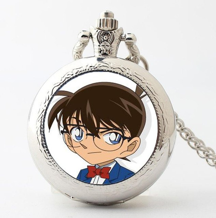Fashnics Taschenuhr Halskette Anhänger, Black, Anime Detective Conan