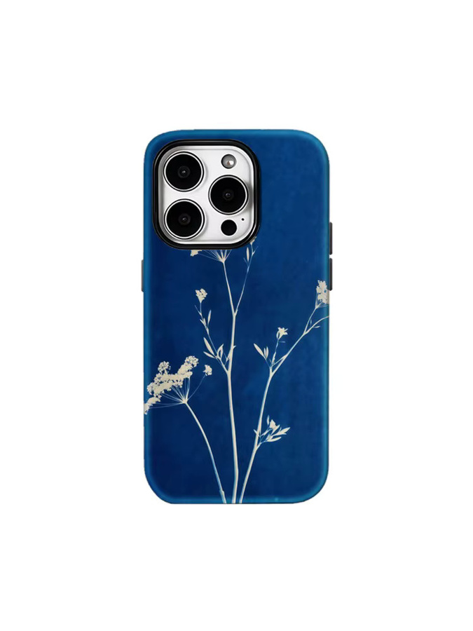 Cyanotype Botanical Art Handyhülle für iPhone 17 16 15 14 13 12 11 Pro Max Plus mit doppelschichtiger Rückseite in Blau - Bild 6