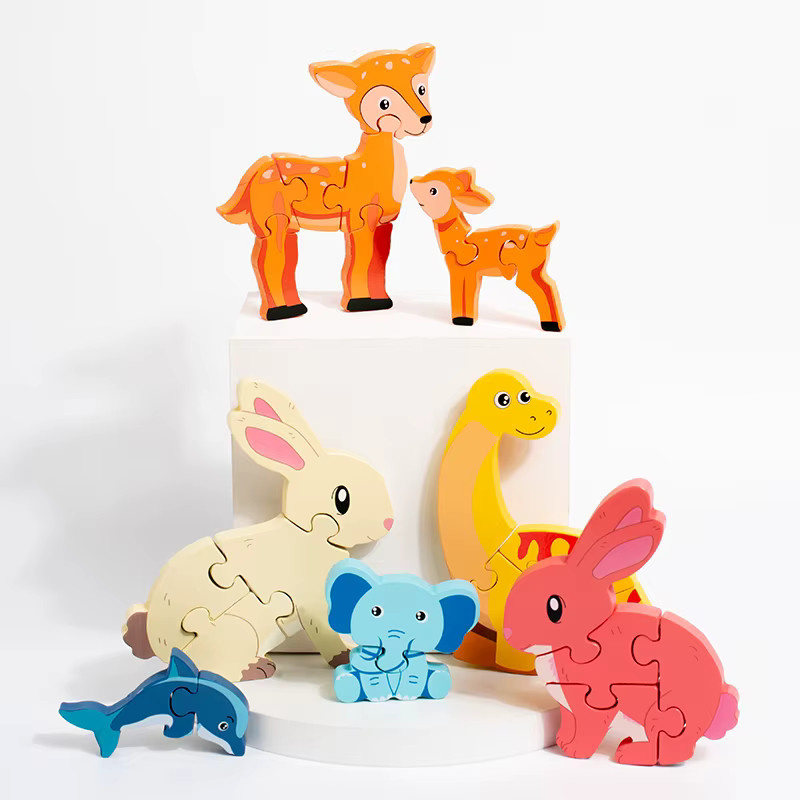 Tlewj Holz Puzzle Tiere Bunt / Mehrfarbig - Bild 2