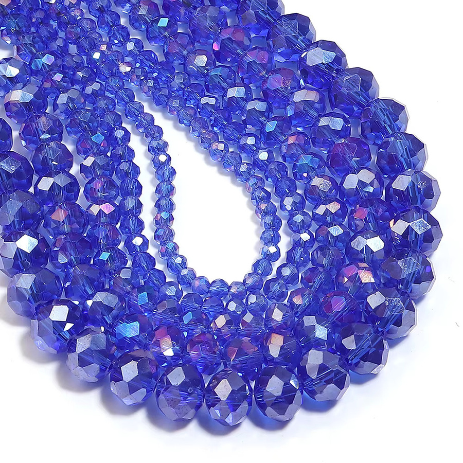 louleur Kristallperlen, blaues AB-Glas, Rondelle, Unisex - Bild 3