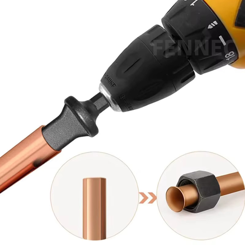 FENNEC Rohr-Expander mit sechseckigem Griff aus Metall für Kupferrohre zur Klimaanlagen-Reparatur und zum Bördeln mit dem elektrischen Bohrer - Bild 2