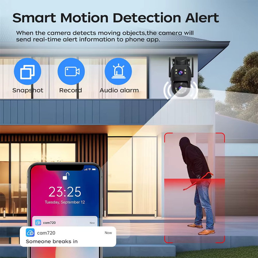 Jooah 4K 8MP Außenüberwachungskamera mit Doppellinse, 5G WLAN IP HD, Vollfarbige Nachtsicht CCTV Heimsicherheitskamera in Schwarz - Bild 5