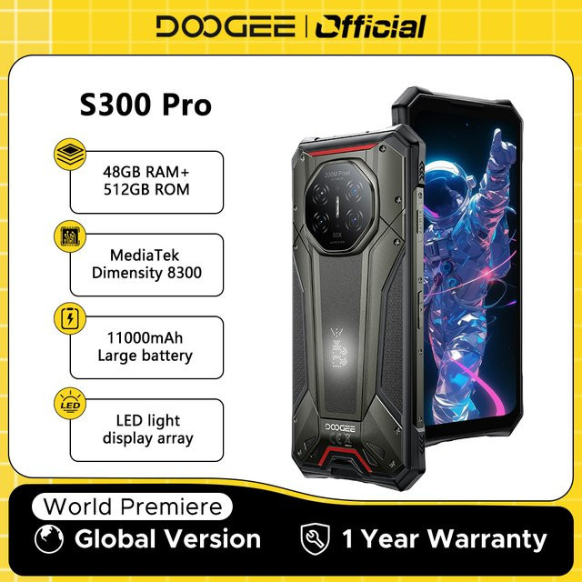 DOOGEE S300 Pro Outdoor-Smartphone Grau mit 512 GB Speicher, 48 GB RAM, Dimensity 8300, 6,78 Zoll FHD+ Display und 11000mAh Akku - Bild 1
