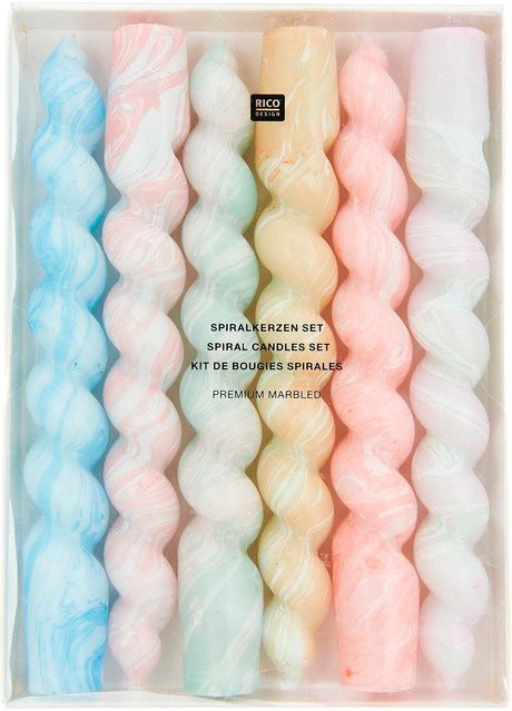 Rico Design Spiralkerzen-Set marmoriert aus Paraffin und Baumwolle, Durchmesser: 2,4 cm, Höhe: 18,5 cm - Bild 1