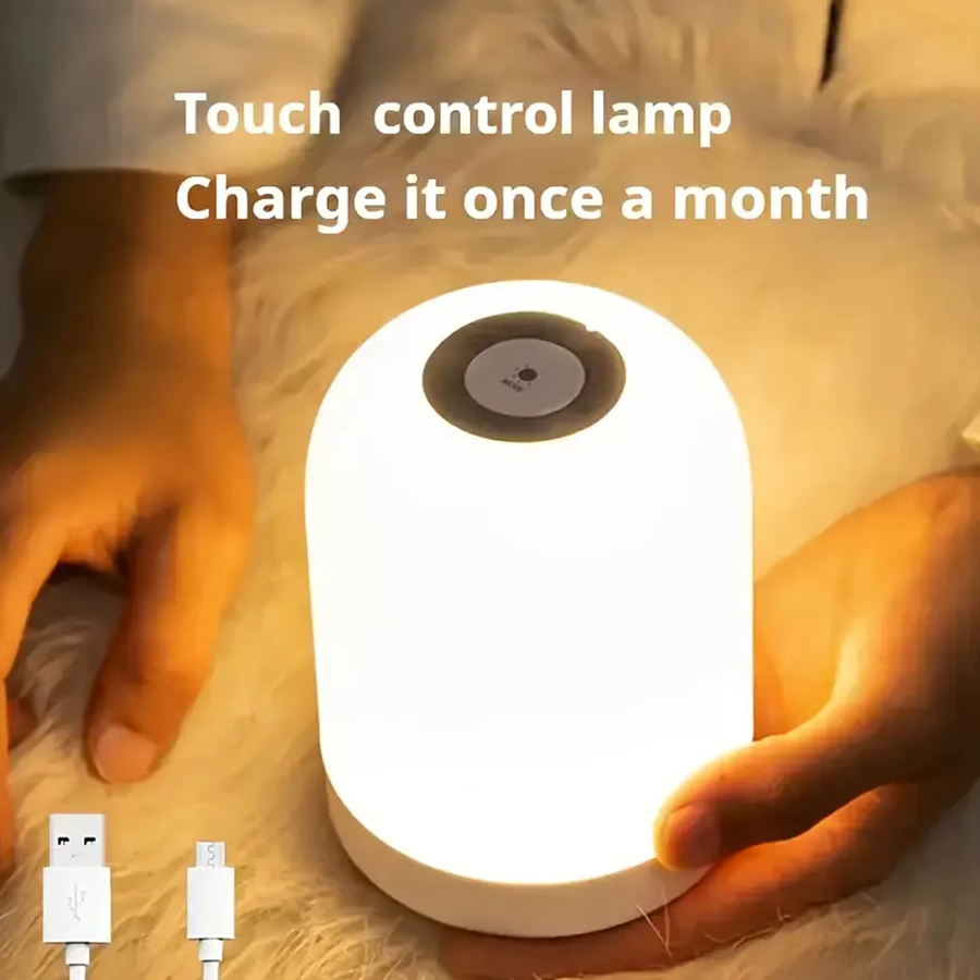 Ouelico 2er Set LED-Touch-Nachtlichter in Weiß, dimmbare Schreibtischlampen mit wiederaufladbarem Akku für Wohnzimmer und Schlafzimmer - Bild 6