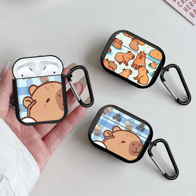 Niedliche Capybara Kopfhörerhülle Schutzhülle für Apple AirPods 4, 1, Pro, 2, 3 und Pro 2 in Multicolour - Bild 1