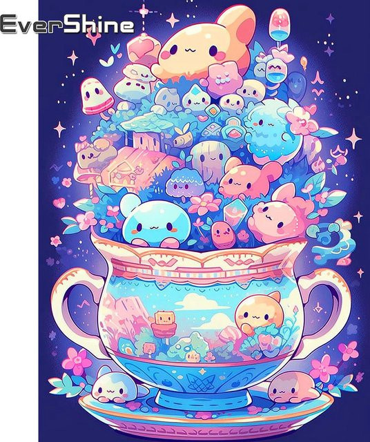 EverShine DIY Diamant-Mosaik Set Landschaft Cartoon-Becher mit Rundstickerei in Multicolour, B/H: 30 x 30 cm - Bild 1
