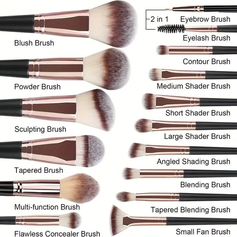 Make-up-Pinsel-Set, 20-teilig, für Lidschatten, Foundation, Concealer, Rouge, Kabuki-Pinsel, Damen - Bild 2