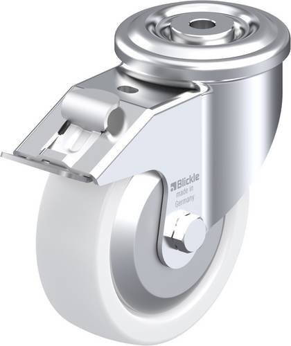 Blickle Lenkrolle LKR-SPO 125G-FI-FA mit Feststeller in Silber und Weiß, Rad-Durchmesser: 125 mm, Tragfähigkeit: 350 kg - Bild 1