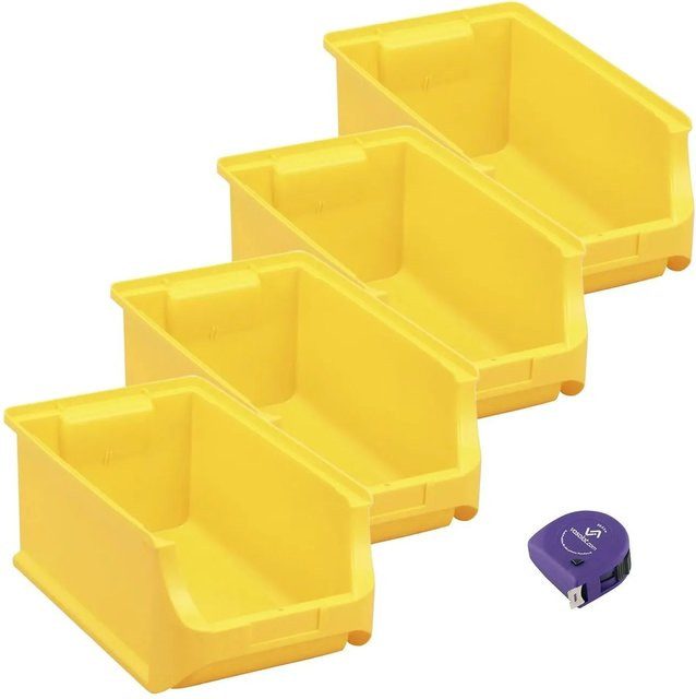vasalat Set Stapelboxen aus Kunststoff, Gelb, 4 Stück, B: 35,5 cm, T: 20,5 cm, H: 15,0 cm - Bild 1