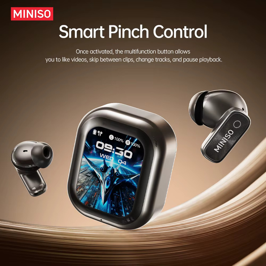 MINISO MS125 Kabellose Bluetooth In-Ear Kopfhörer mit HD-LCD-Display in Schwarz - Bild 2