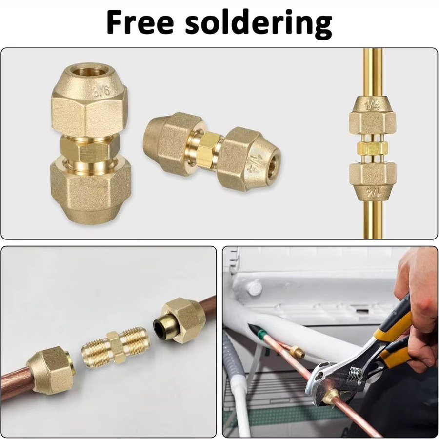 Gerade Rohrverlängerungsverbindung aus Kupfer mit Bördelmuttern als Rohrkupplungsadapter in Gold - Bild 4