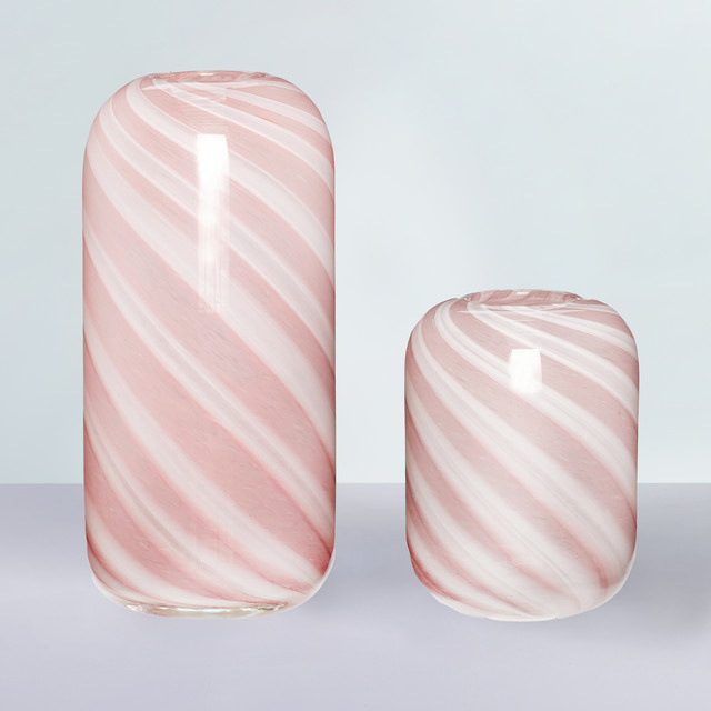 Hübsch Interior Vasen Candy Set aus Glas in Rosa und Weiß, 2er Set - Bild 1