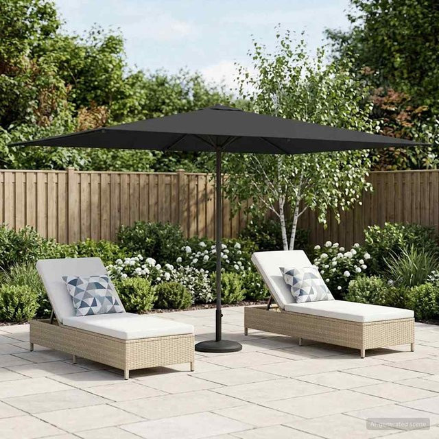 Yiwydaa Gartenschirm mit Fuß in Schwarz aus Polyester und Stahl, Rechteckig, B: 300 cm, H: 200 cm - Bild 1