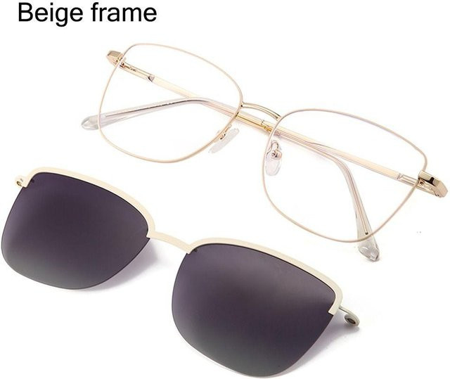 Yiran glasses 2-in-1 Sonnenbrille, Metall, Vollrand, rectangular, white, Unisex - Bild 1