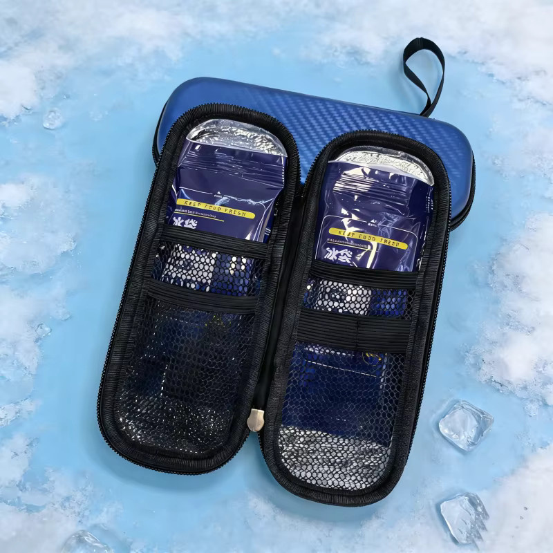 Tragbare Insulin-Kühltasche von coolweyoyo in Blau mit 4 Eisbeuteln, wasserdichte und wärmeisolierte medizinische Kühltasche aus PU für Diabetiker - Bild 3