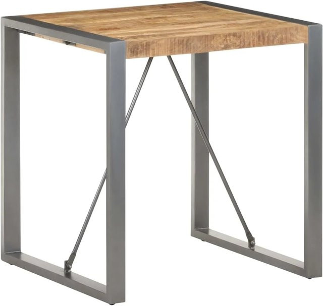 vidaXL Esstisch aus Mango-Massivholz in Grau im Industriestil, B/T/H: 70 x 70 x 75 cm - Bild 1