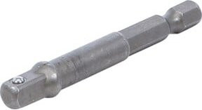BGS Bit-Adapter für Bohrmaschinen 9685-1, Antrieb Außensechskant 6,3 mm (1/4 Zoll) und Abtrieb Außenvierkant 6,3 mm (1/4 Zoll), Silber - Bild 1