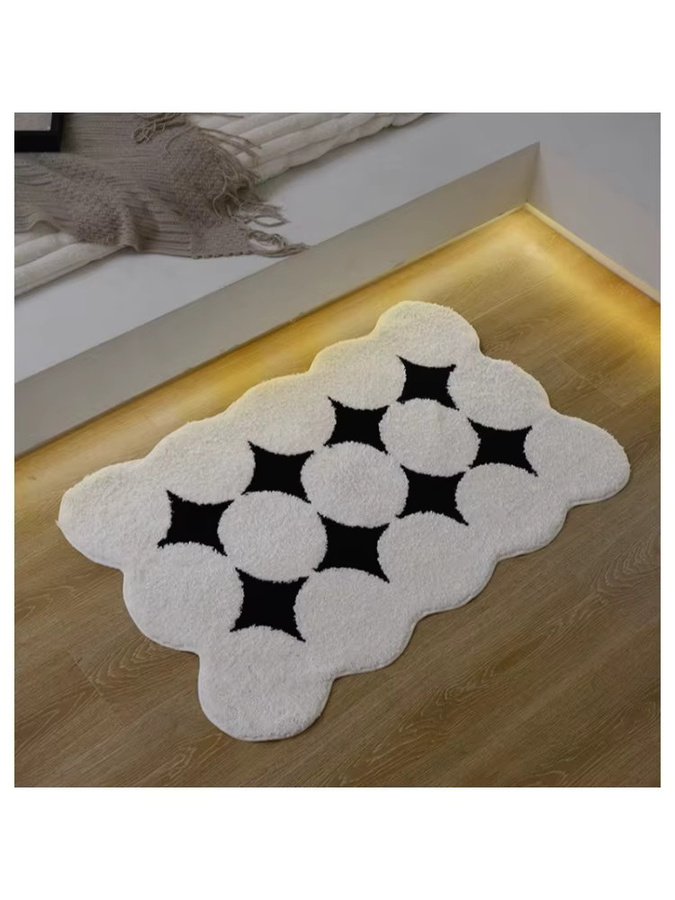 Oakliving Nordic Ins Wind beflockter Teppich in Weiß mit Kaschmir-Optik für Wohnzimmer und Schlafzimmer - Bild 2