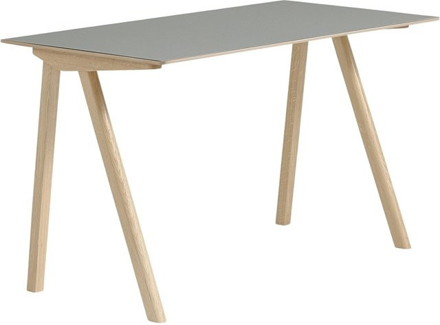 HAY Copenhague Cph90 Schreibtisch mit Eichenfurnier und Linoleum in Grau, B: 130 cm, T: 65 cm, H: 65 cm - Bild 1