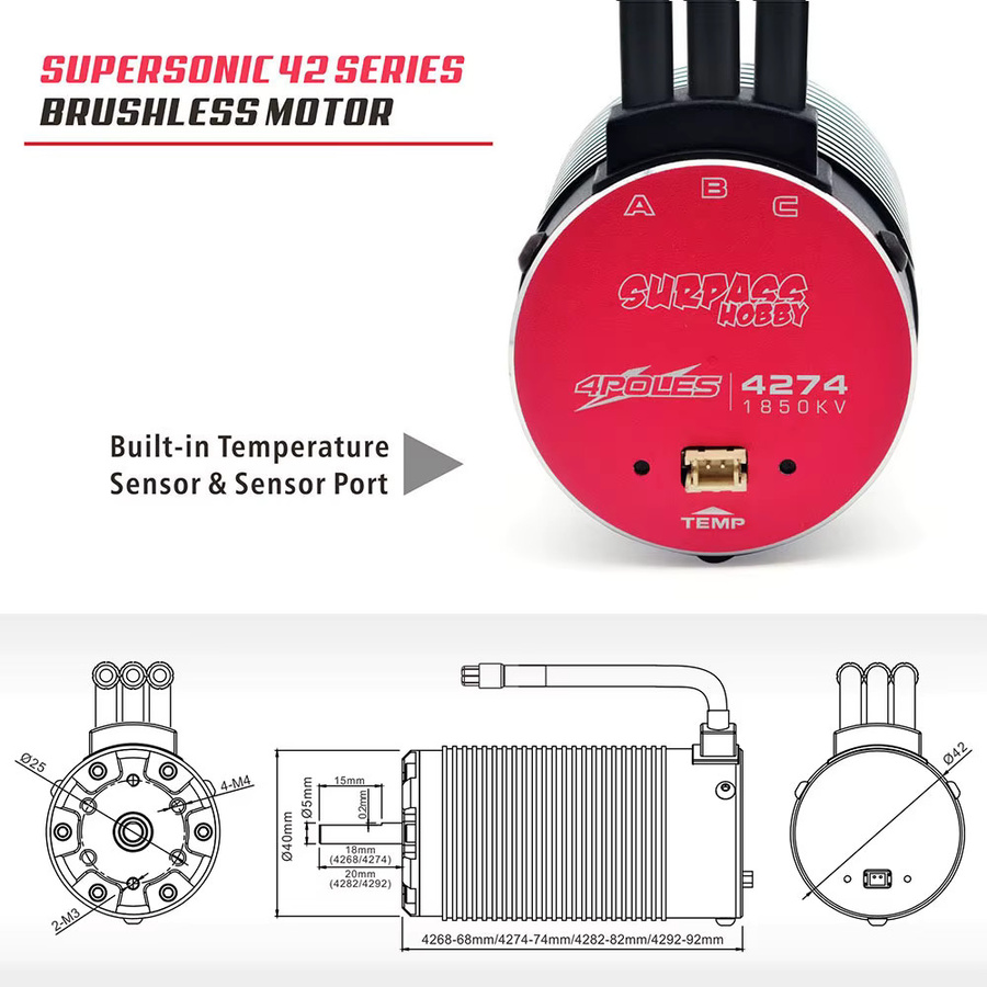 Surpass Hobby Supersonic V2 Bürstenloser Motor 4274 Combo, RC Auto Teile - Bild 3