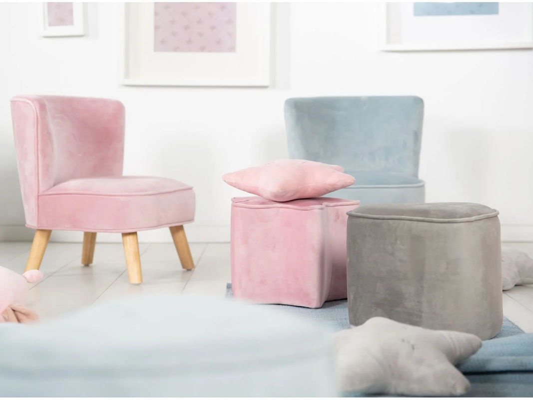 Roba Kindersessel aus Samtstoff in Pink im Retro-Look mit Holzbeinen B/T/H: 48 x 40 x 44 cm - Bild 4