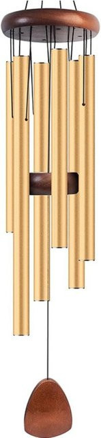 Yinangfg Windspiel aus Aluminium mit 6 Röhren als Wandbehang in Gold, Höhe: 65 cm - Bild 1