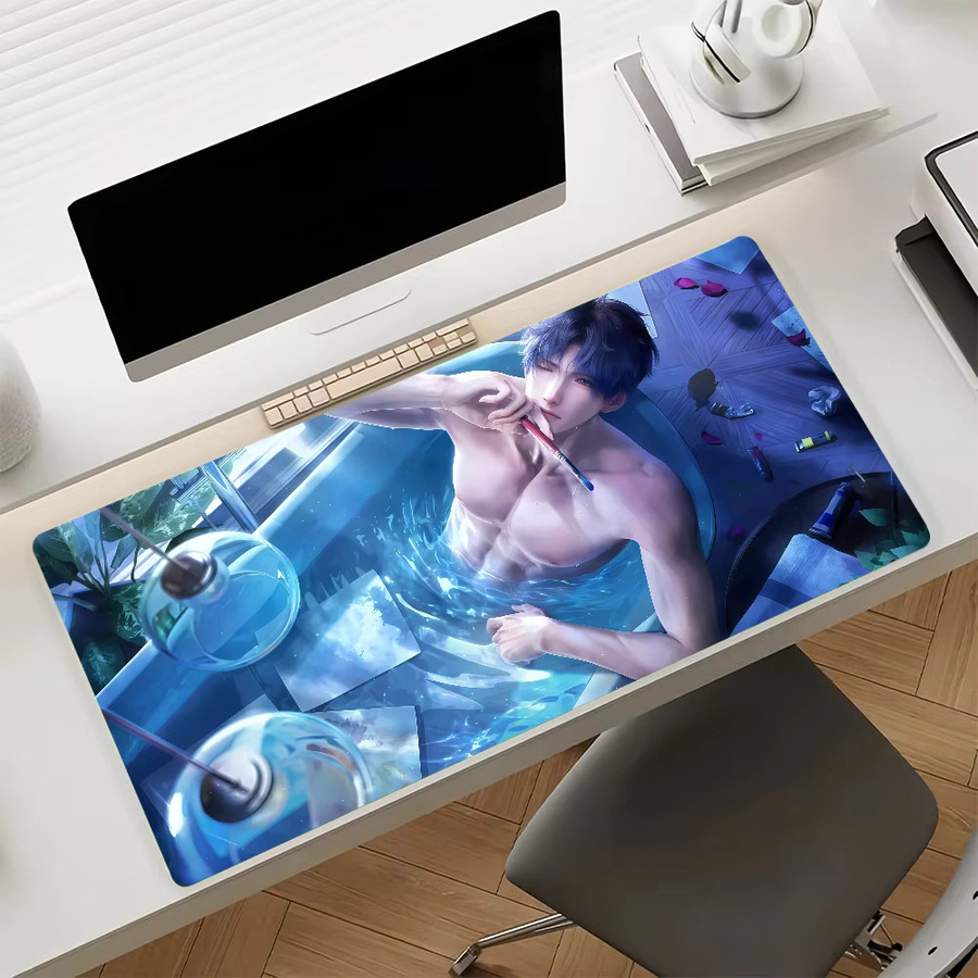 Game Love And Deepspace Rafayel Mauspad in Blau, rutschfeste und verdickte Gaming-Schreibtischunterlage für deinen Laptop - Bild 2