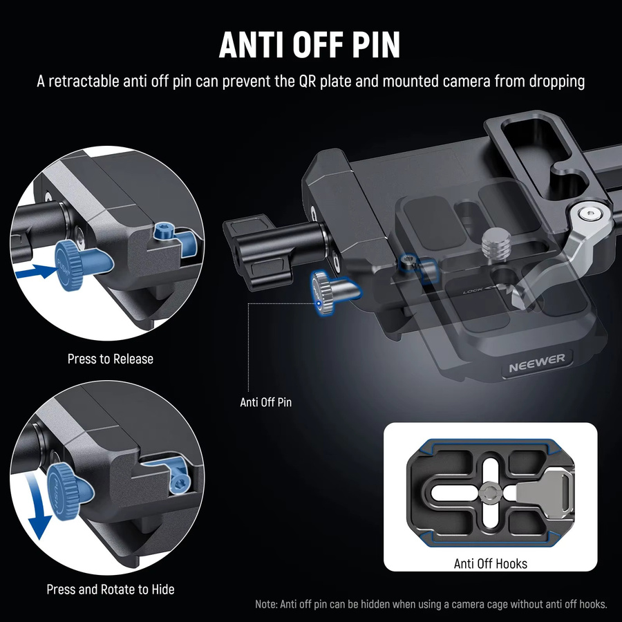 NEEWER PS015 Pro faltbare V-Mount-Batterieplatte mit Arca Quick Release-Grundplatte, Schwarz - Bild 3