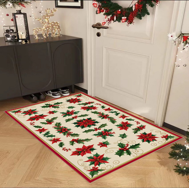 VIKAMA Vintage Weihnachts-Fußmatte schmutzabweisend und maschinenwaschbar für Eingangsbereich, Flur und Badezimmer - Bild 1